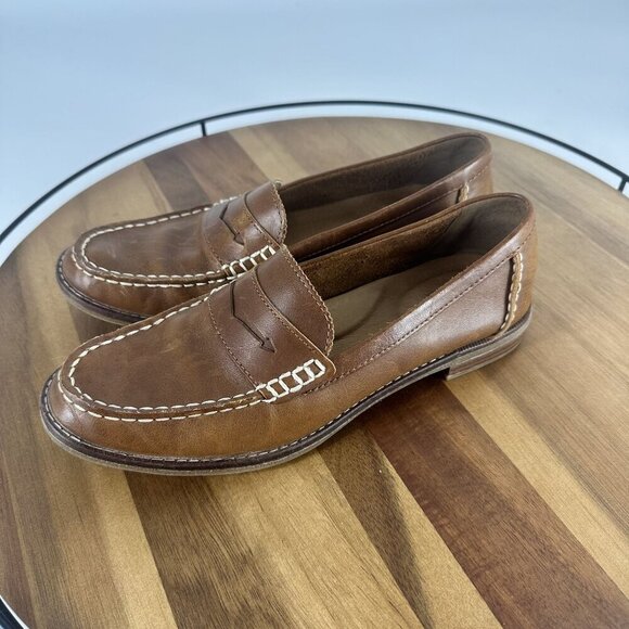 Sperry Womens Brown Leather Loafer Shoes Size 7M Classic Moc Toe Slip-On Casual - Picture 6 of 11